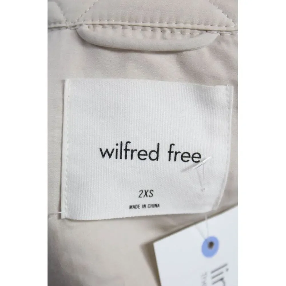 Wilfred Women Beige Merino Wool Bomber Jacket Collared Button Size 2XS